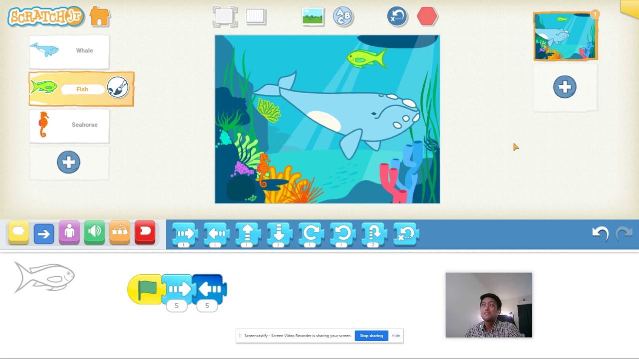 How to Code an Underwater Scene in ScratchJr [7 Minute Tutorial]