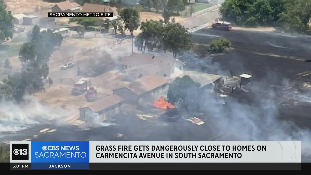 Grass fire gets dangerously close to homes in south Sacramento County