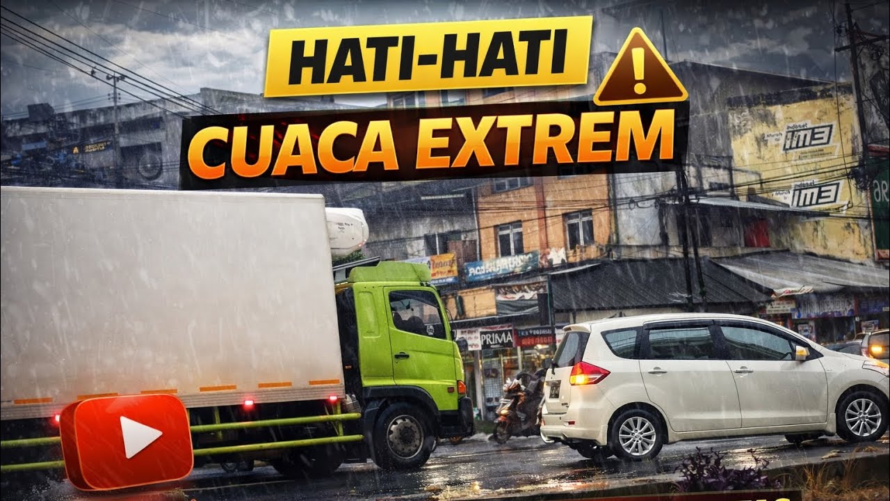 ⚠️ Hati-Hati! Cuaca Extrem, Kendaraan Berat Ramai Melintas
