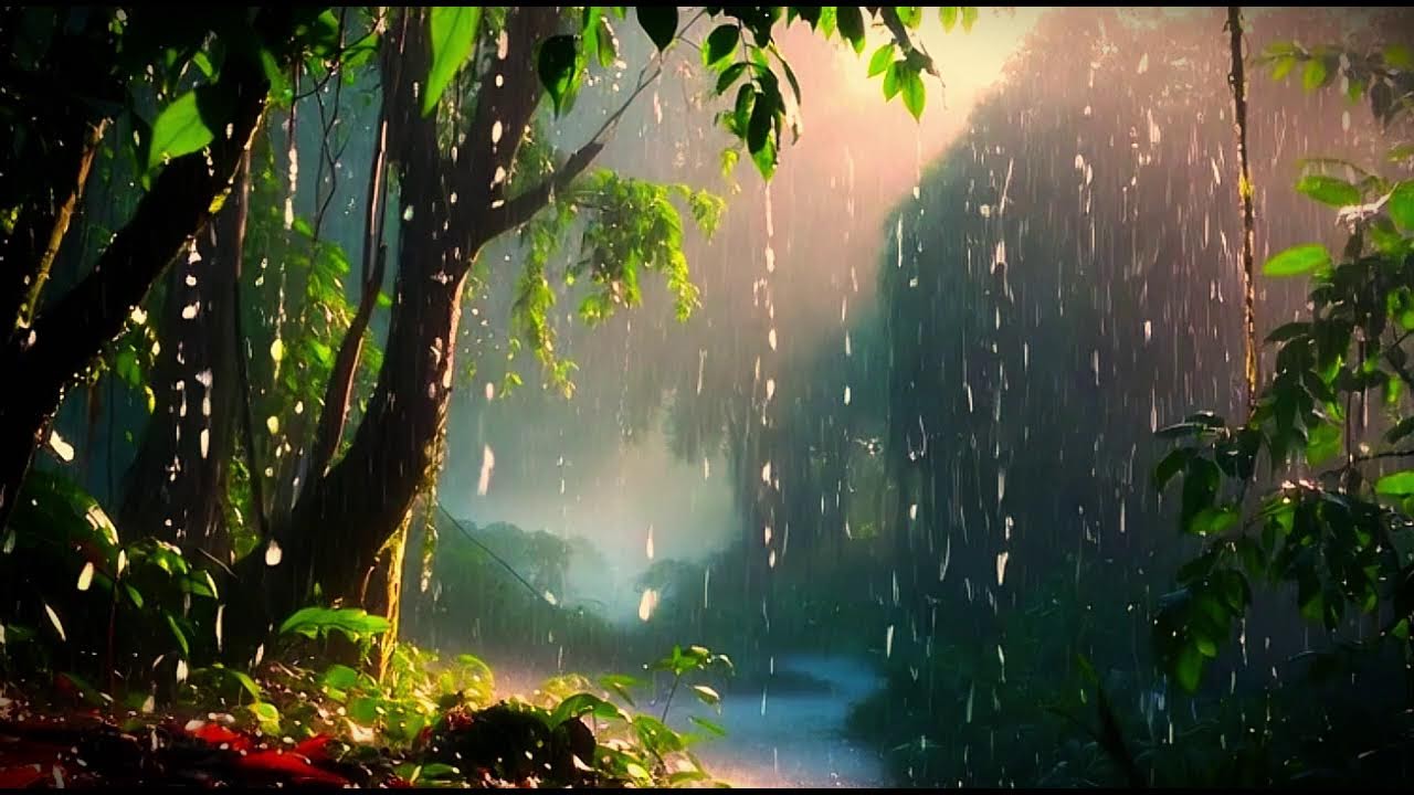 LIVE 24/7  🌿  Sun Rays Through Forest Trees ✨ | Deep Sleep  🌙 |  Meditation Sounds | Black Screen Op