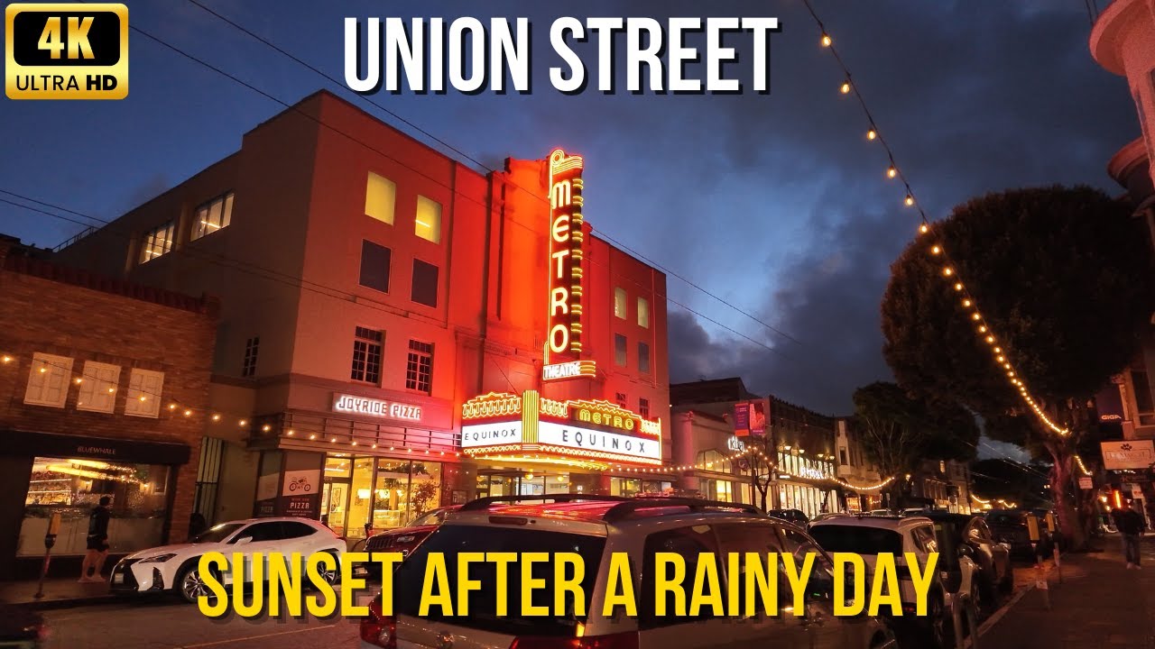 [4K] Union Street Sunset - San Francisco, California - Walking Tour. サンフランシスコ ユニオンストリートのウォーキングツアー。