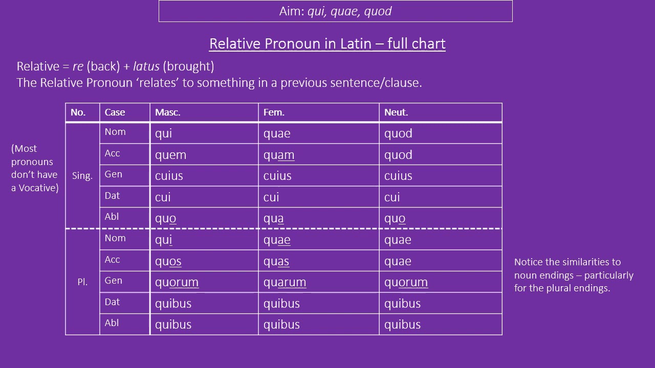 Intro to the Relative Pronoun (qui, quae, quod)