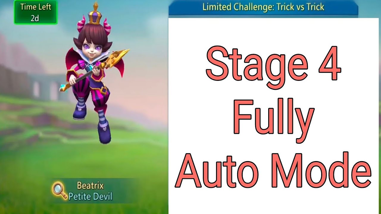 Lords Mobile Limitted Challange: Trick vs Trick Petite Devil Stage 4 F2P Heroes Fully Auto Mode