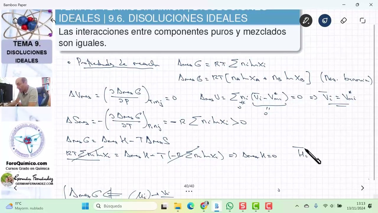 TEMA 9. TERMODINÁMICA | DISOLUCIONES IDEALES | 9.6. DISOLUCIÓN IDEAL