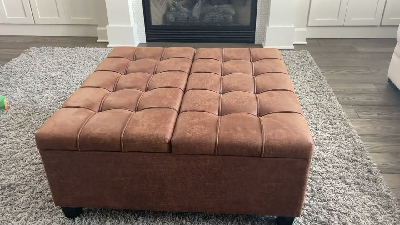 SIMPLIHOME Ellis 36 inch Wide Square Coffee Table Lift Top Storage Ottoman Review