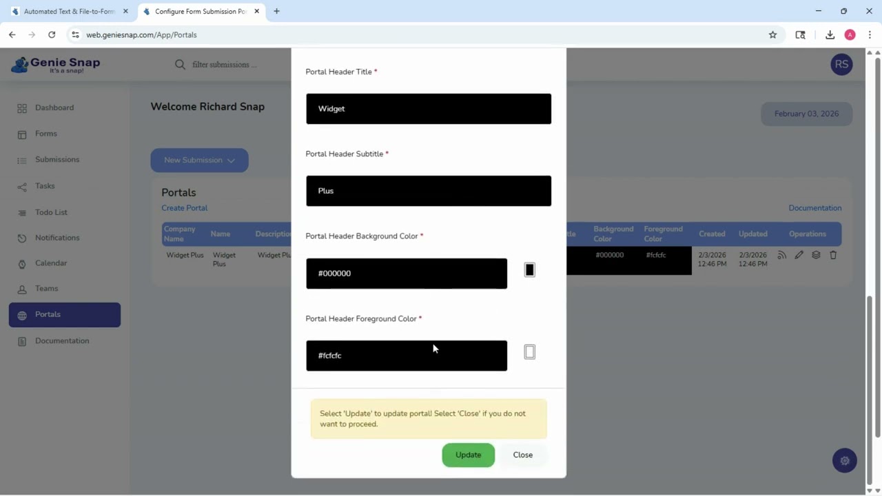 Genie Snap Form Hosting