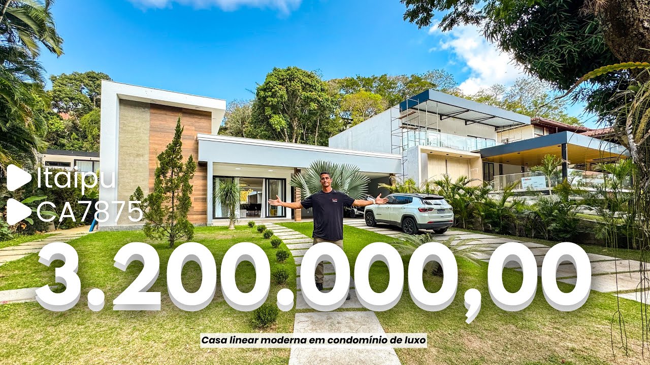CASA LINEAR MODERNA DENTRO DE CONDOMÍNIO DE LUXO EM ITAIPU C/ 4 QRTS E LAZER COMPLETO (CA7875)