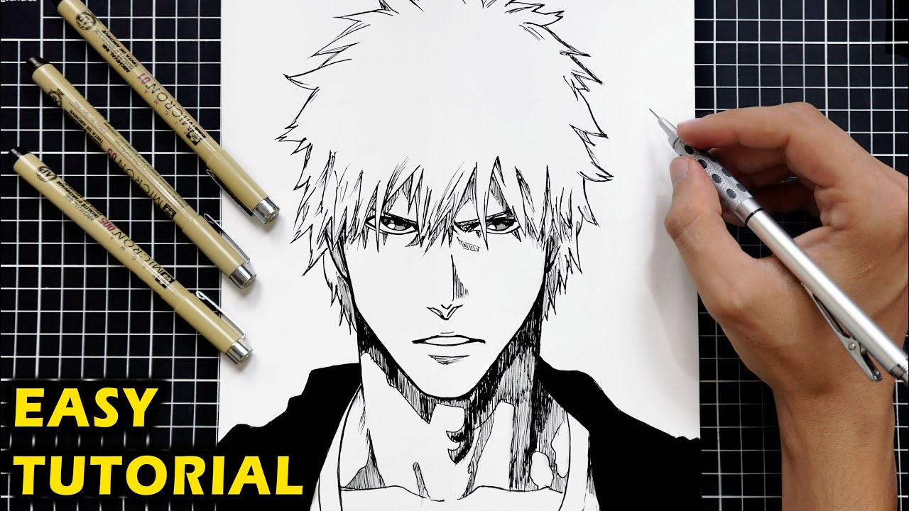 How to Draw Ichigo Kurosaki - Bleach Manga | Easy Drawing Tutorial