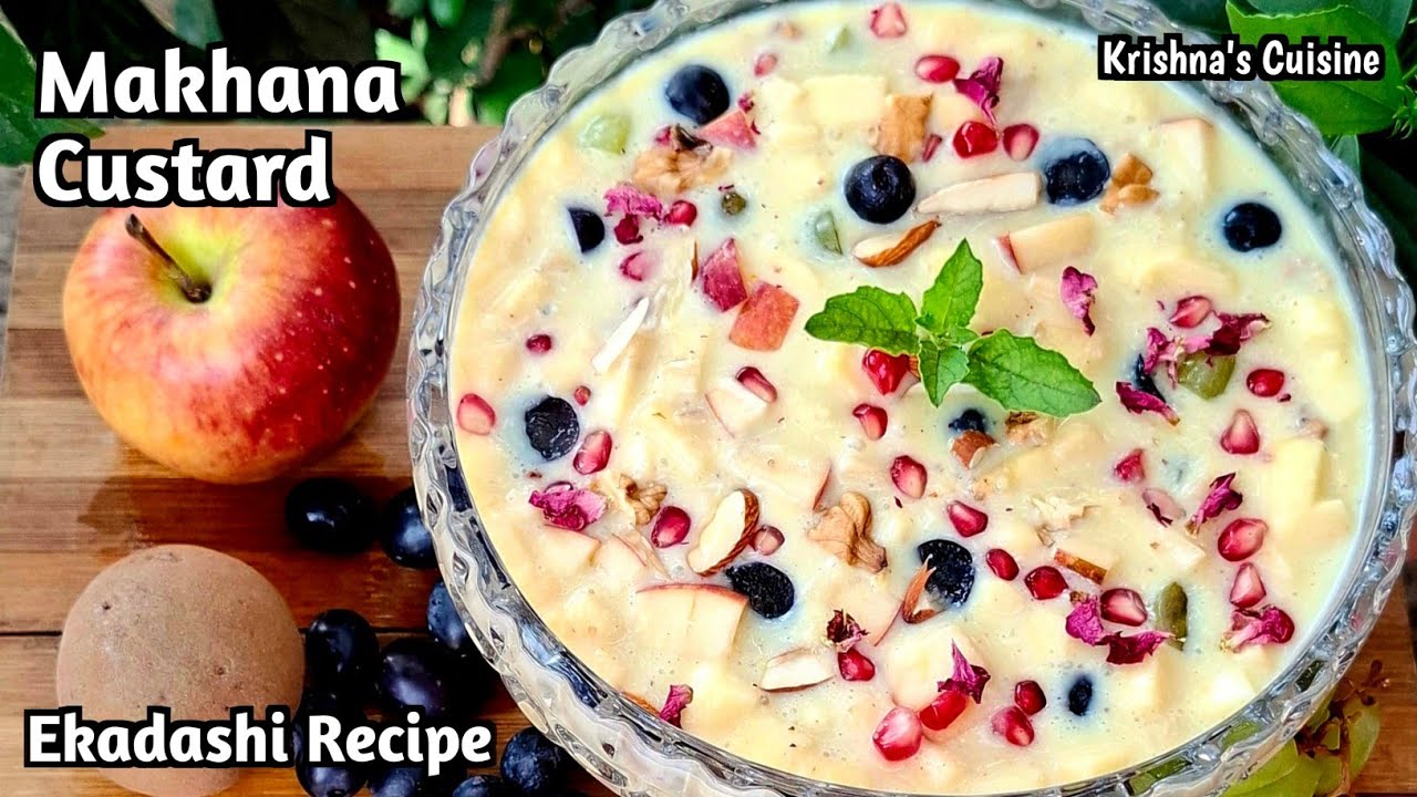 Ekadashi Makhana Fruit Custard || No Fire Cooking || Fruit Salad || Krishna's Cuisine #fruitcustard