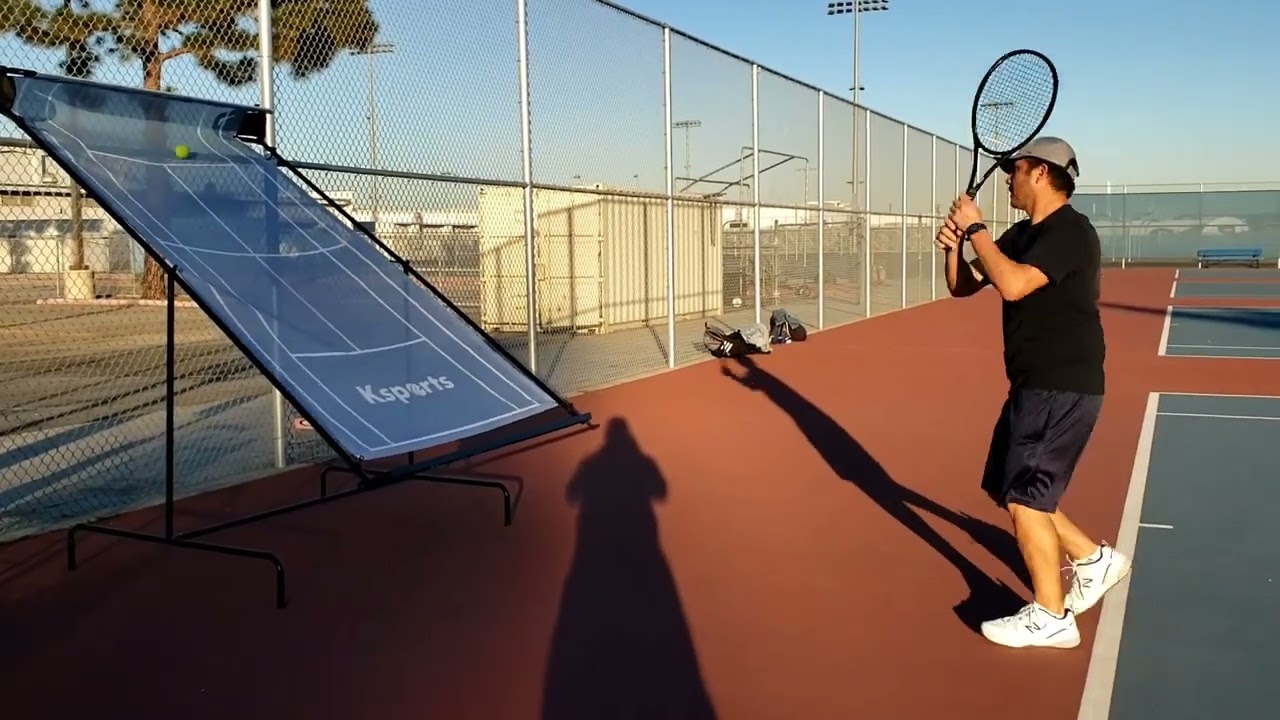Testing the Ksports Tennis Rebounder: Older guy