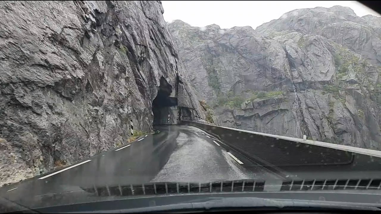 Driving in Jøssingfjord, Norway - Mountain Road Along the Fjord