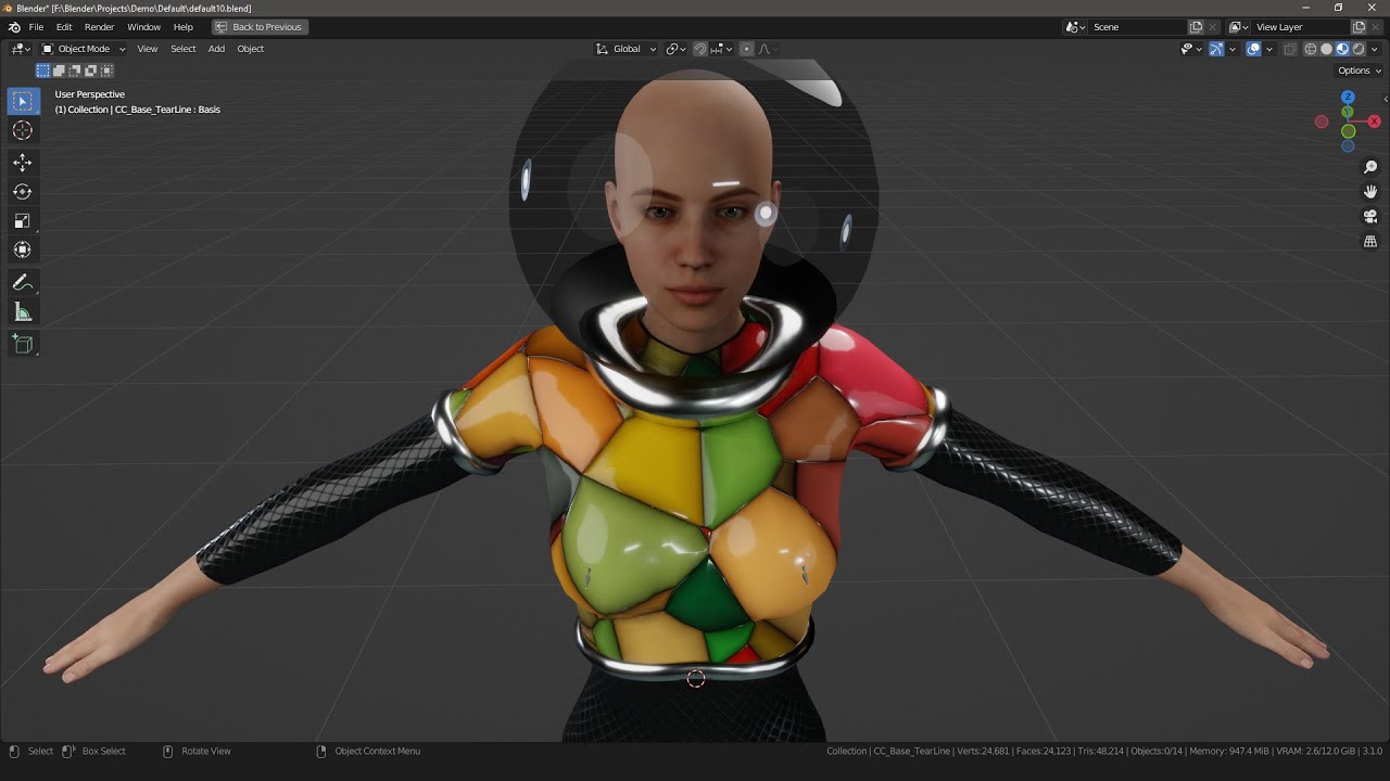 CC3 Blender Tools 1.2.2 - Round-trip Demo with Object creation.