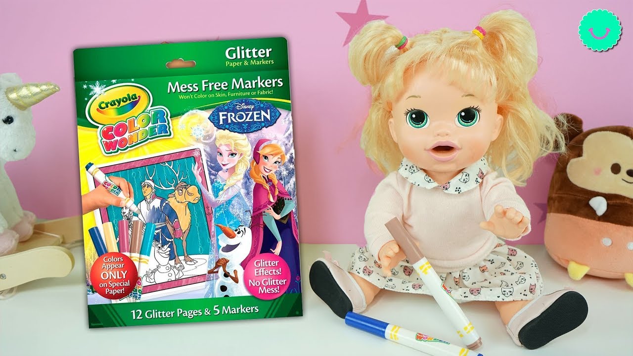 Pintamos dibujos de Frozen con la muñeca SARA Baby Alive ¡Son rotuladores mágicos!