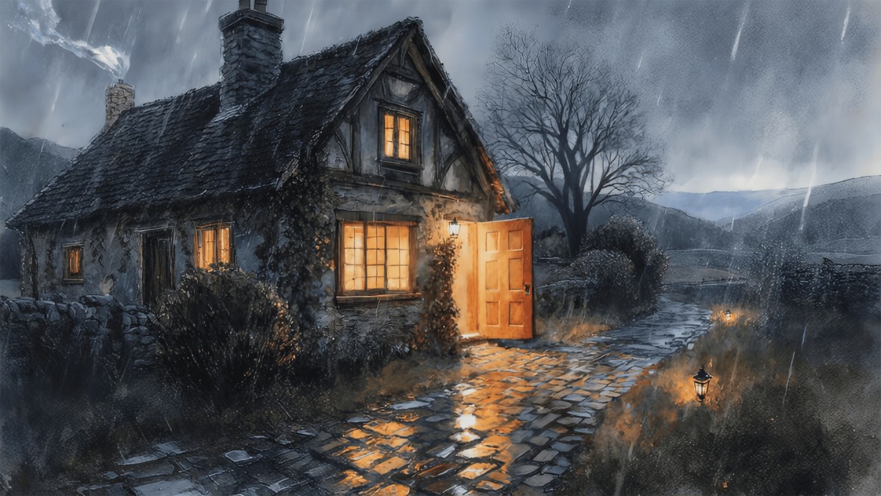 Rainy Forest Cabin at Night  Deep Sleep Ambient  2 Hours