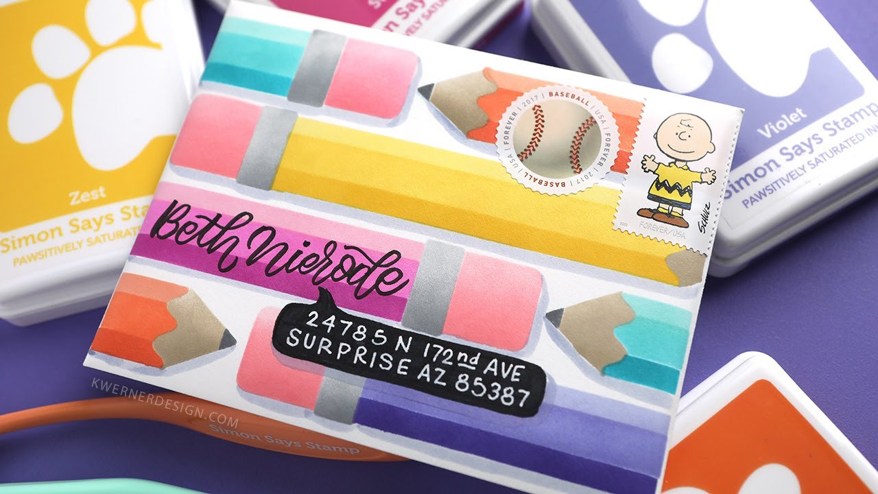 Using a Layered Stencil for a Colorful Pencil Envelope!