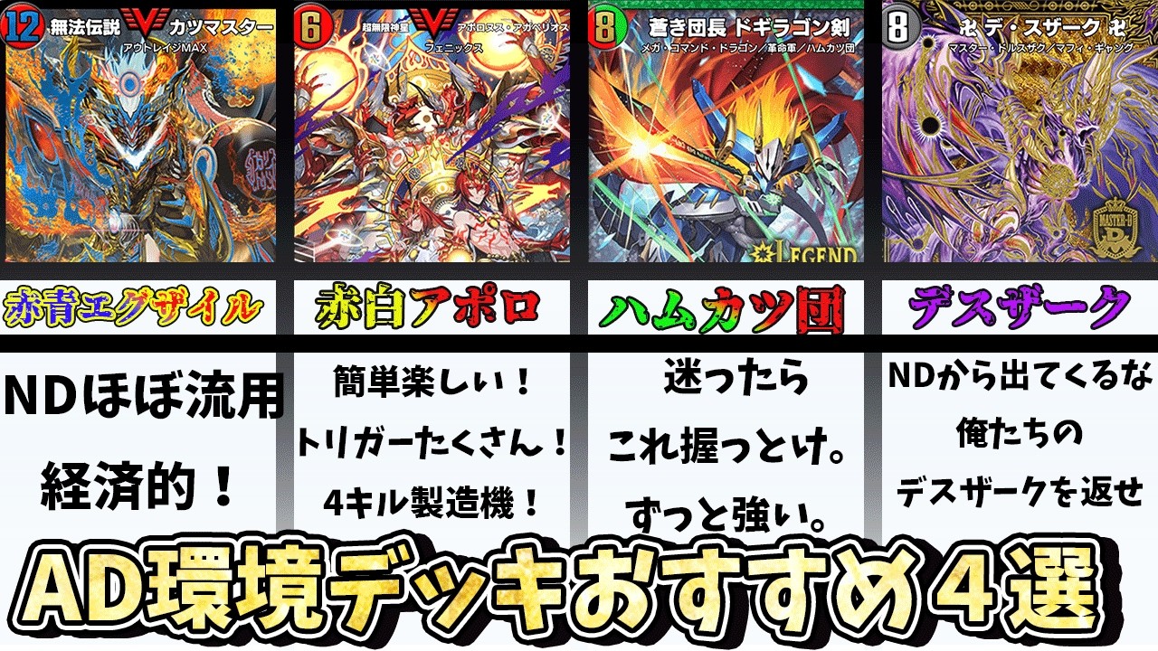 【AD環境デッキのおすすめ】6分で分かる！週21時間以上デュエプレに入り浸っているプレイヤー視点から解説！赤白アポロは初心者必見【鬼園るい】【デュエル・マスターズプレイス】【轟破と極弾】【デュエプレ】
