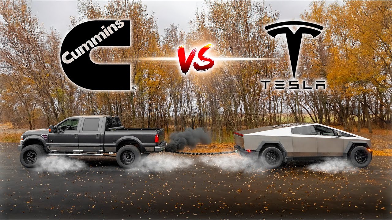 Лучший Cummins поменял F250 с Tesla Cyber ​​Truck! (Перетягивание каната)