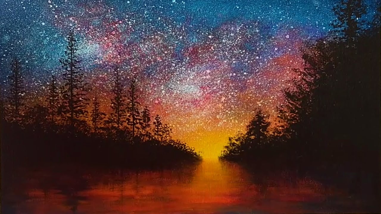 Como Pintar Una Noche Estrellada Con Acrilico