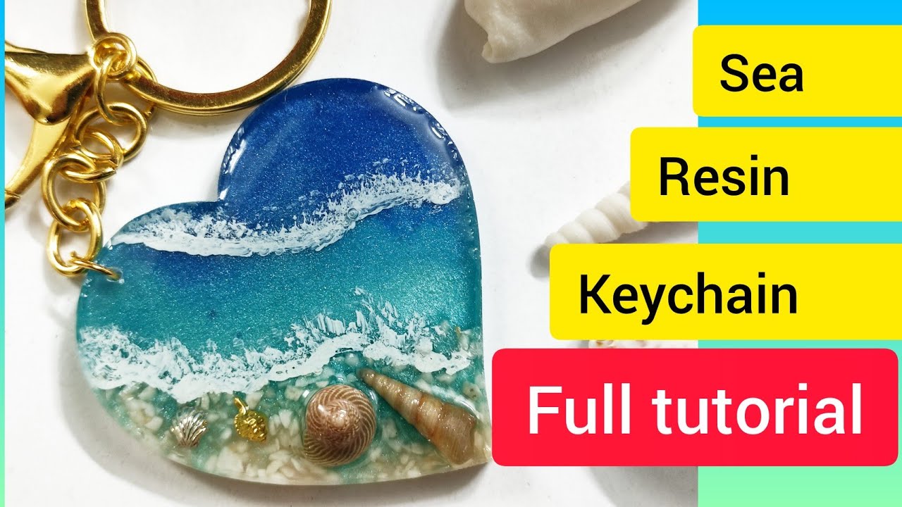 making resin ocean keychain/make easy wave effect/resin sea keychain