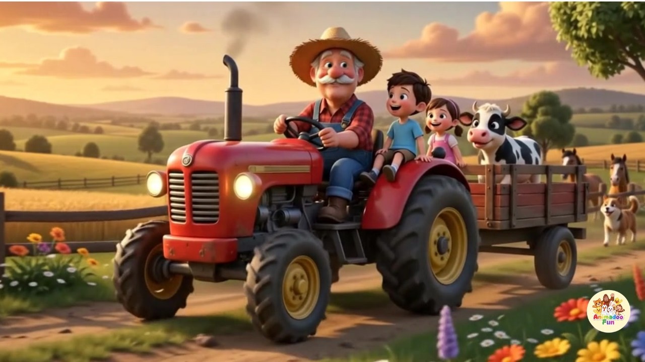Old MacDonald Had a Farm | Old MacDonald Tractor Adventure | Kids Animation 🚜🚜🚜