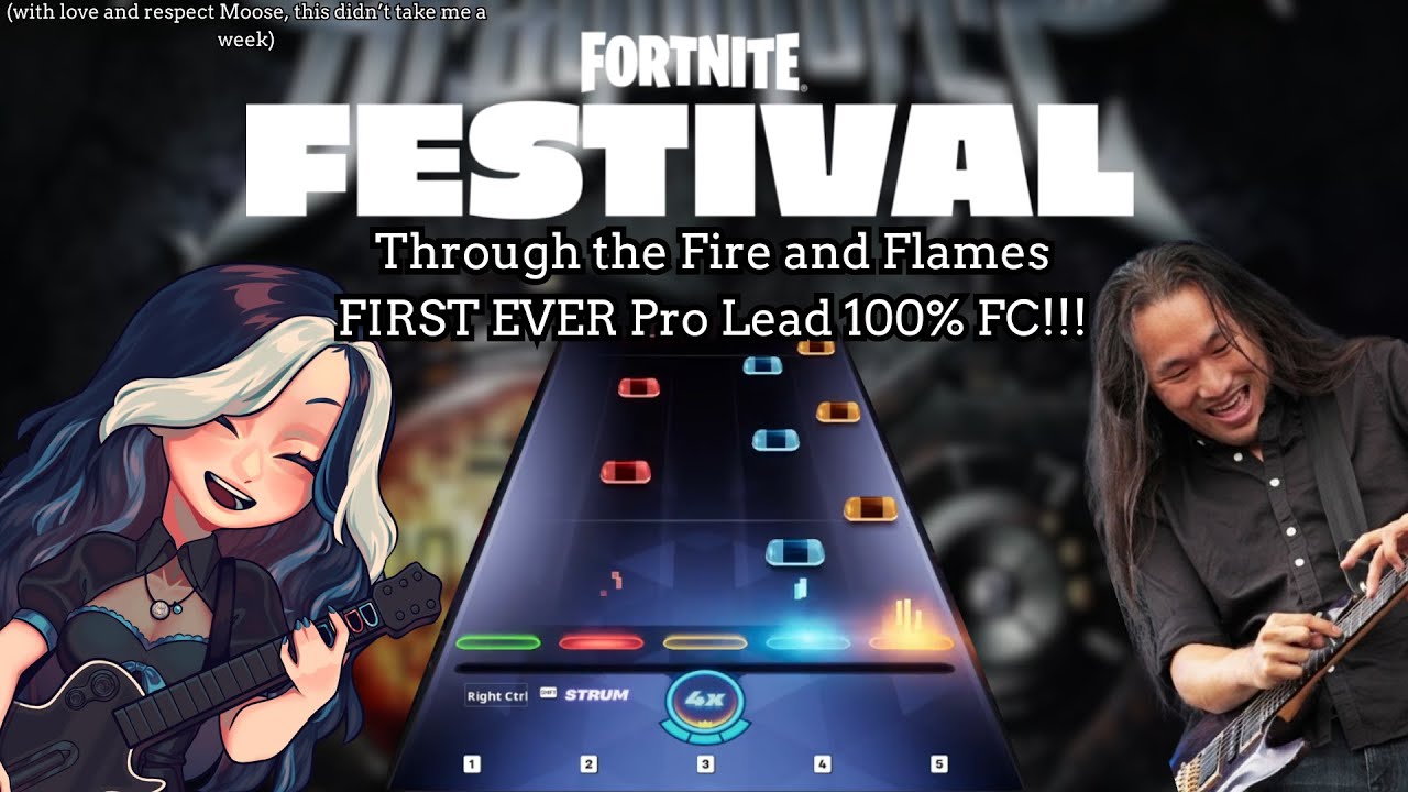 (Fortnite Festival) Through the Fire and Flames FIRST EVER Expert Pro Lead 100% FC!!!!