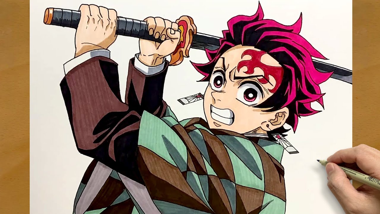 How to draw Tanjiro Kamado from Demon Slayer || Tanjiro anime drawing step by step || Anime drawing