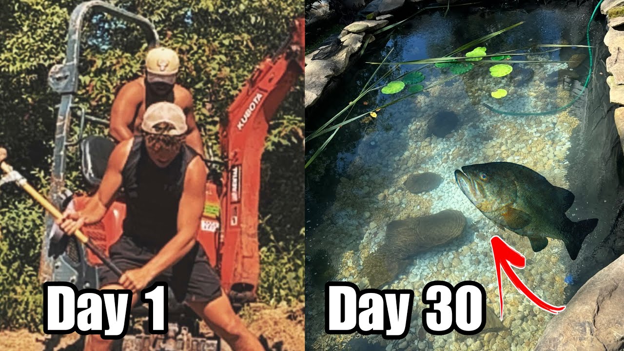 Building BIG BASS BACKYARD POND! (FROM SCRATCH)