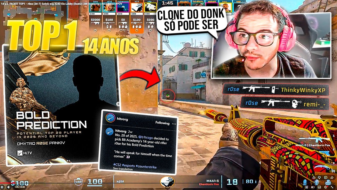 MAIS uma PROMESSA SURGINDO? ELE tem 14 anos e está TOP 1 na FACEIT EUROPEIA 🔥 r0se novo PRODIGIO? 👀