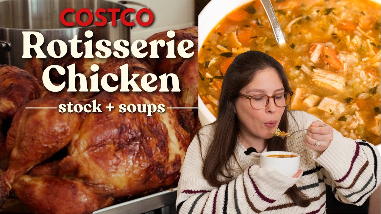 Rotisserie Chicken Soup 2 Ways, Chicken and Rice, Chicken Vegetable, plus Homemade Chicken Stock!