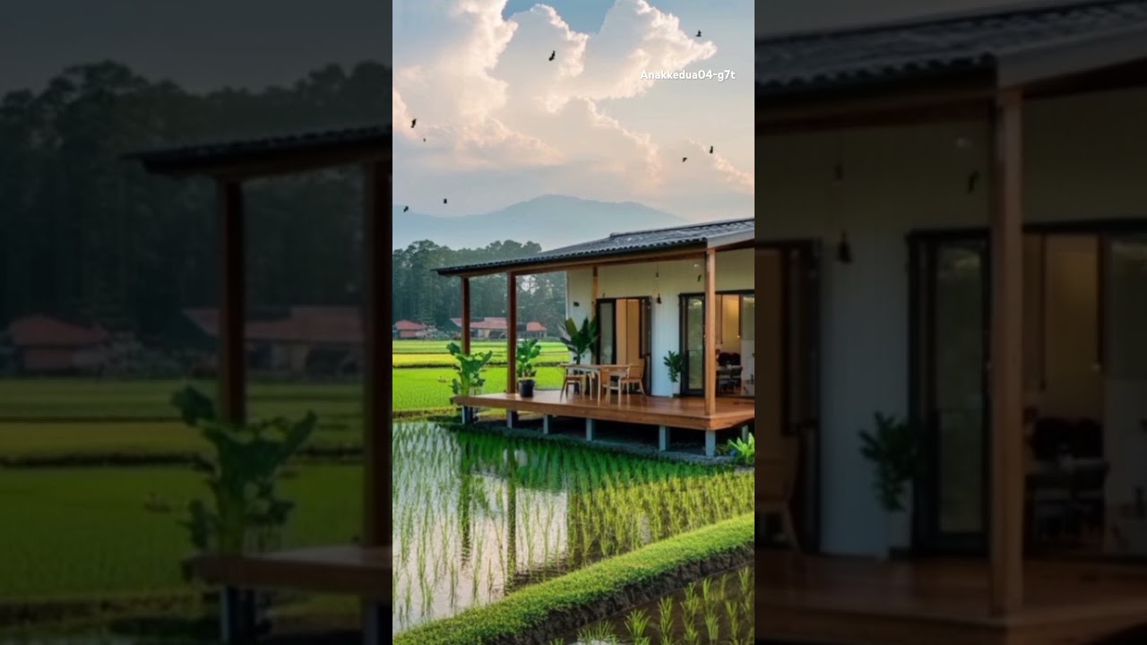 Inspirasi rumah panggung kayu minimalis tengah sawah #home #inspirasidesainrumah