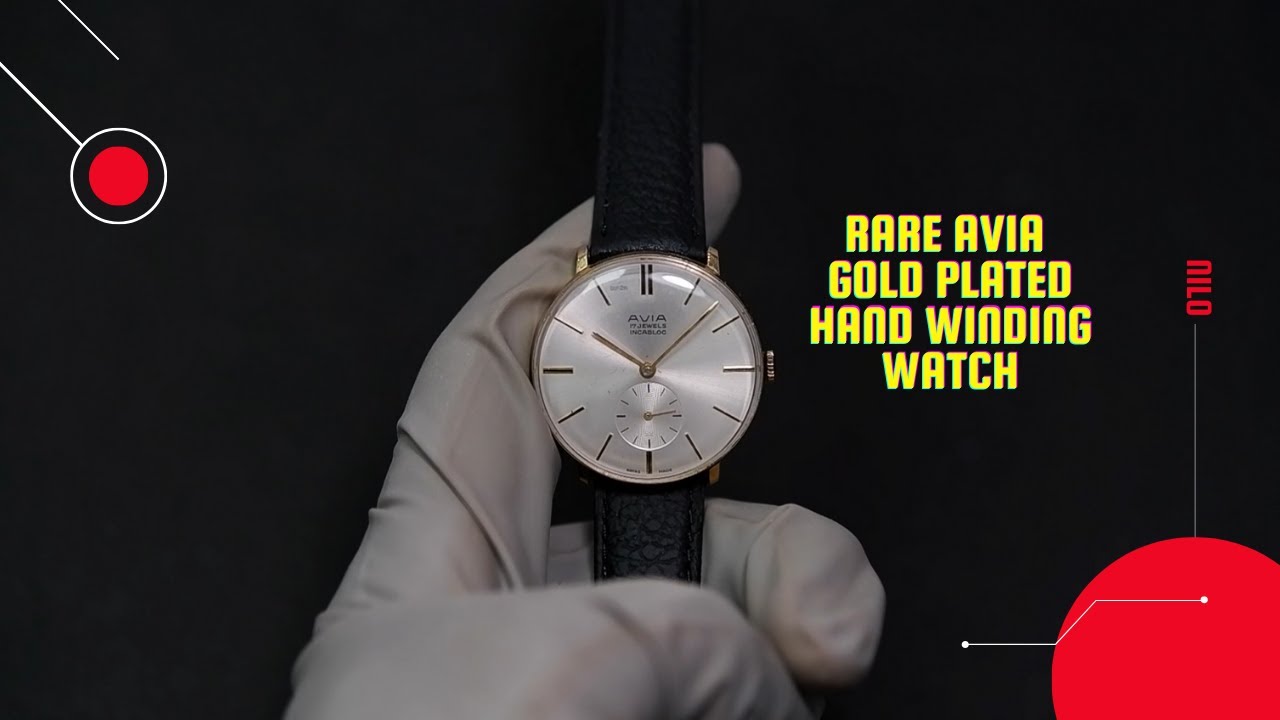 Rare Avia Gold Plated With Subdial Hand Winding Watch