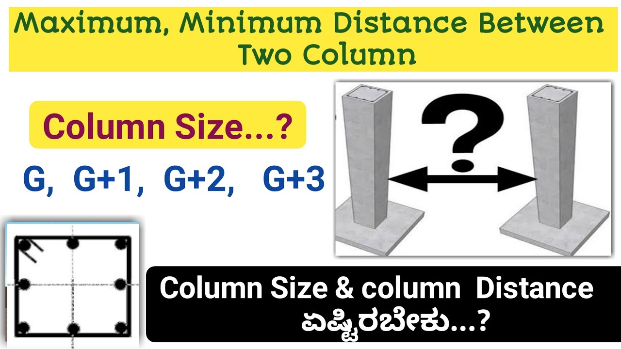 Maximum Minimum distance between two column in kannada| column size for house in kannada | #columns
