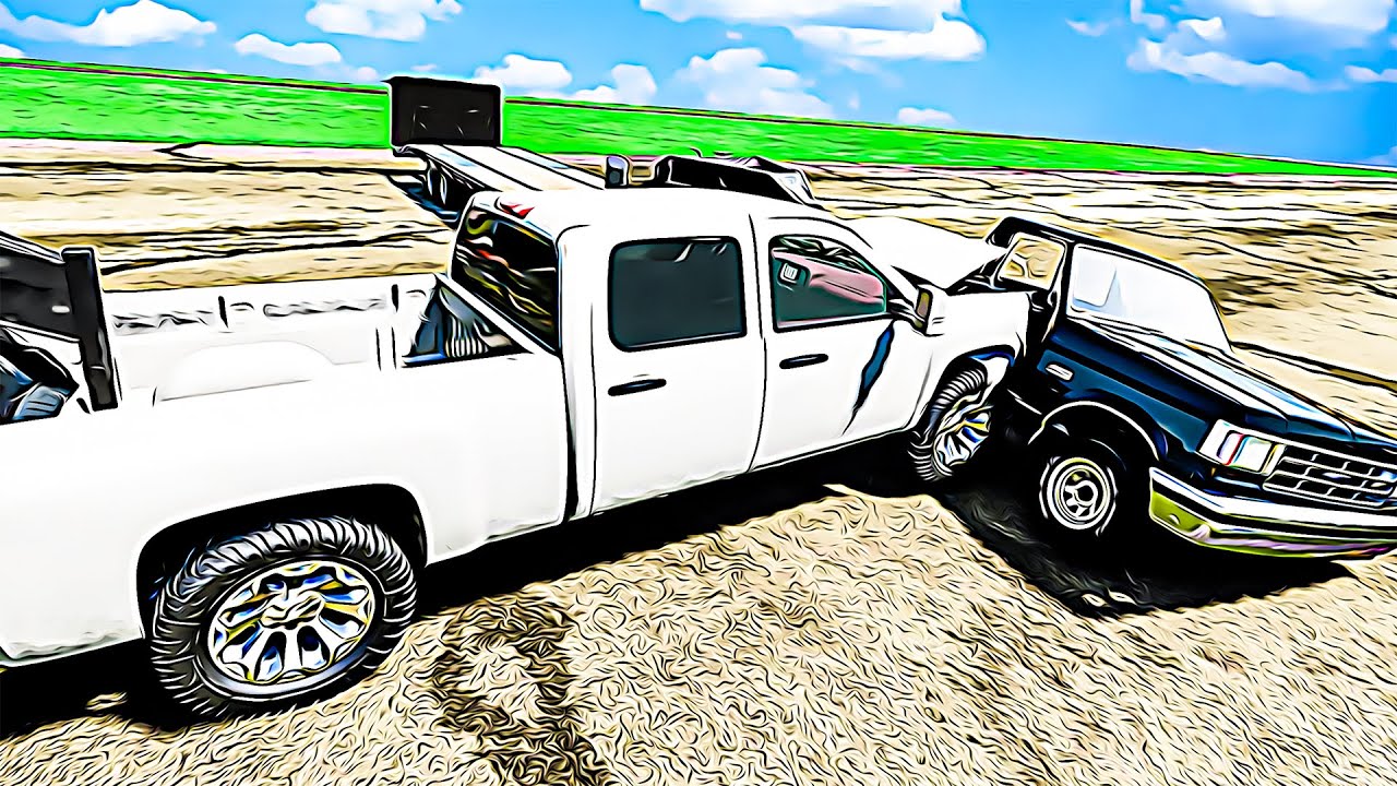 We Raced Trucks with Oversized Trailers in BeamNG Mods!!