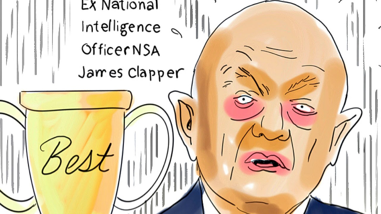 James Clapper, Vladimir Putin. Poker Face, Political Cartoon
