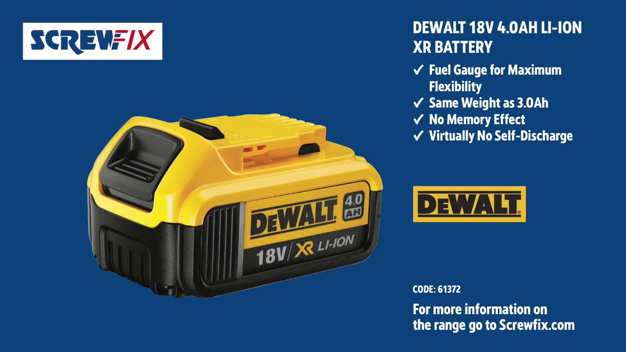 DEWALT DCB182-XJ 18V 4.0AH LI-ION XR BATTERY | Screwfix