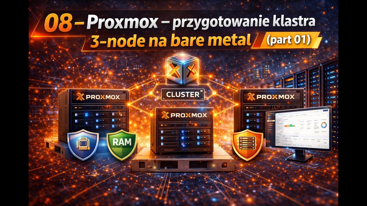 Proxmox M01 08 -  Proxmox Virtual Environment, przygotowanie klastra baremetal 3 węzłowego - part 01