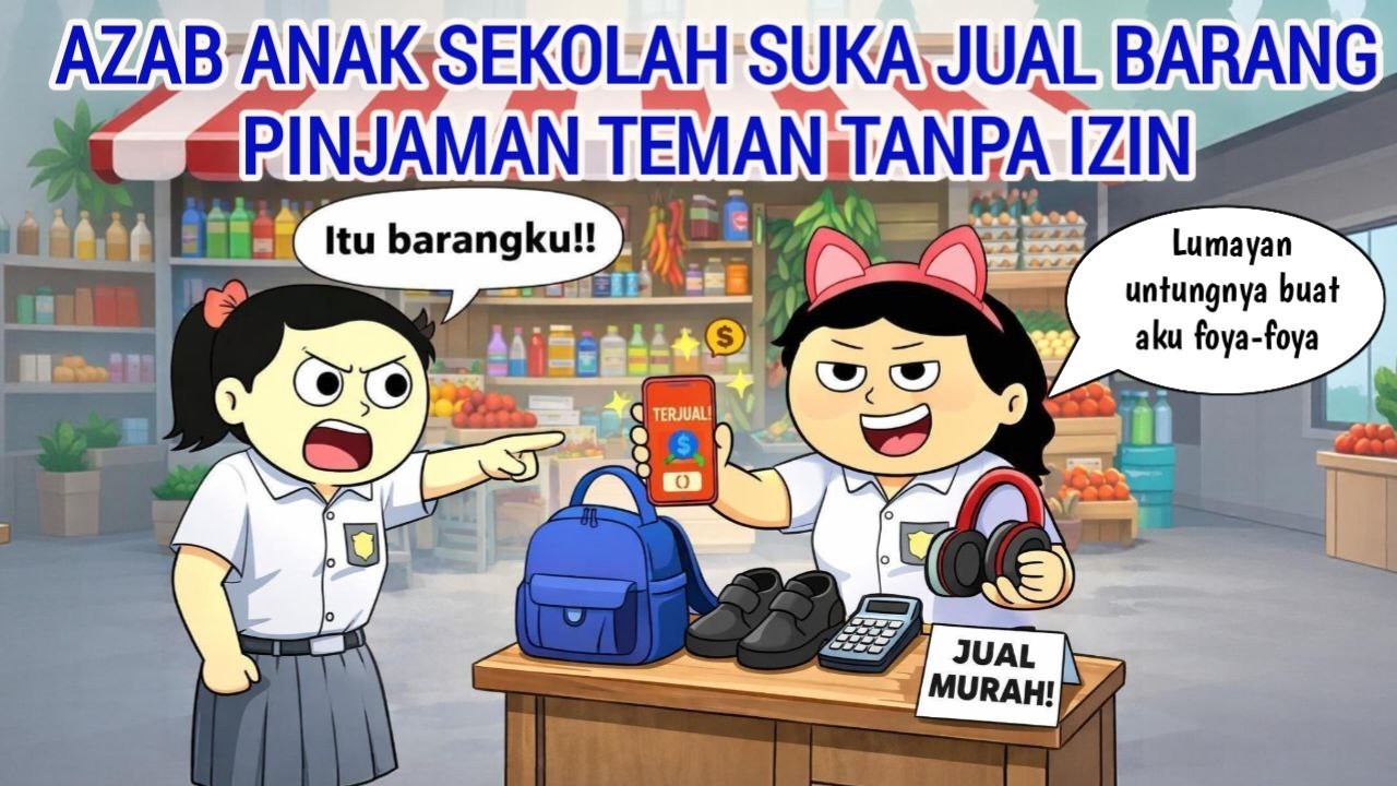 AZAB ANAK SEKOLAH SUKA JUAL BARANG PINJAMAN TEMAN TANPA IZIN | ANIMASI AZAB