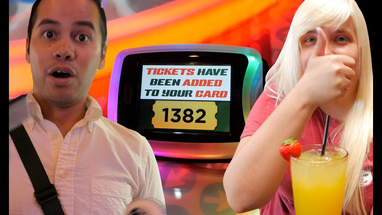 Biggest Quik Drop jackpot ever? Drunk Dave and Busters ticket games! | The Crane Couple