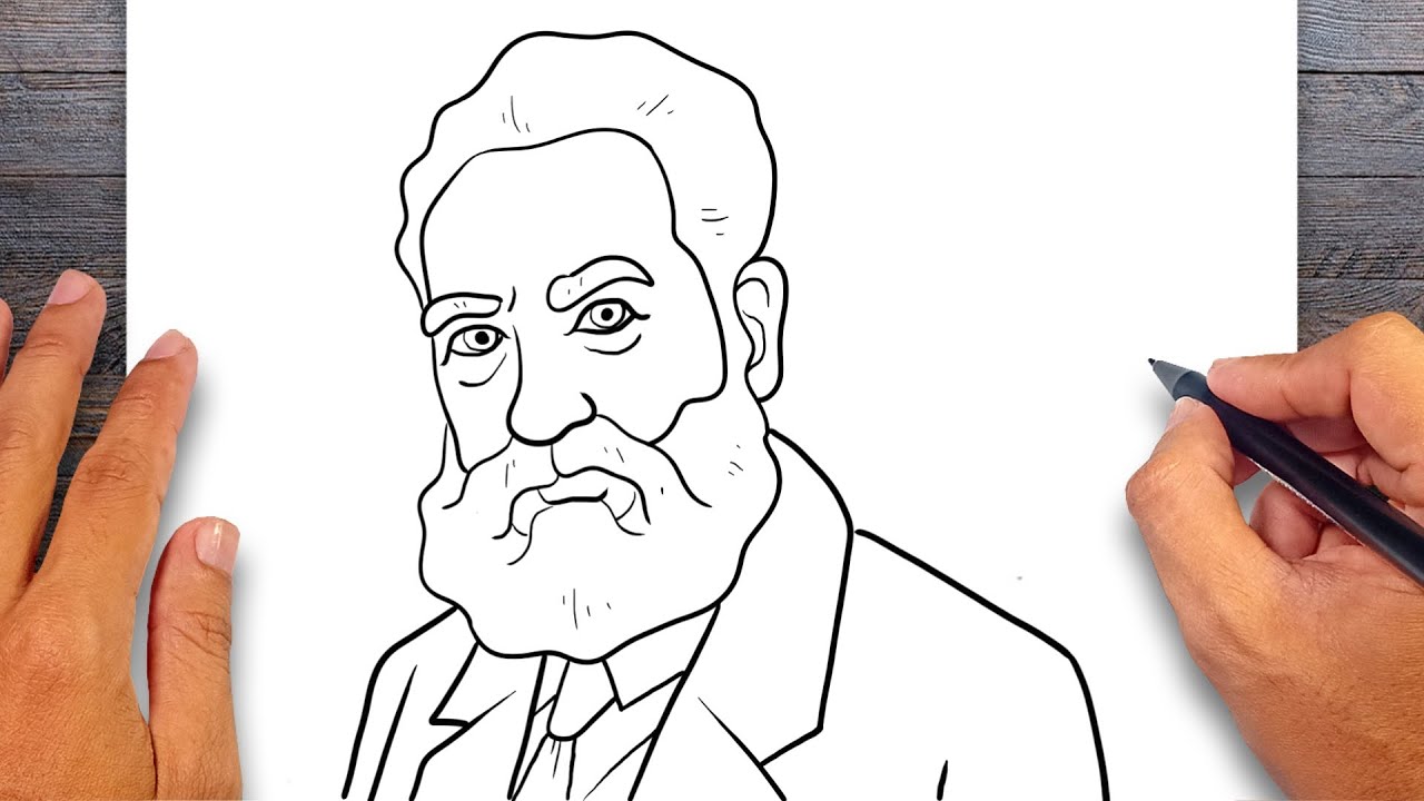 How to draw Alexander Graham Bell