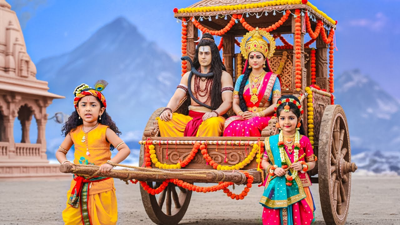 कान्हा ने राधा के साथ मिलकर महादेव को रथ में बैठा कर अपने घर लाए | यशोमती मईया के नंदलाला | 
