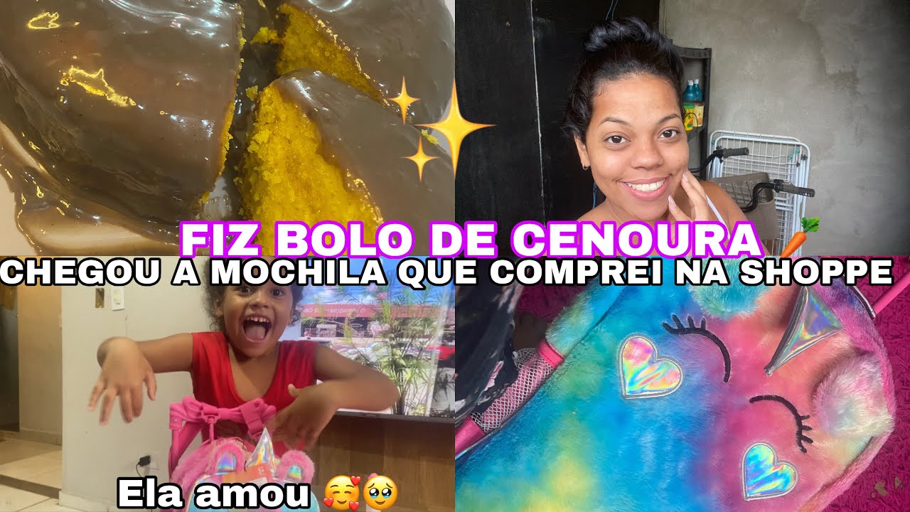 FIZ BOLO DE CENOURA 🥕 | chegou a bolsa que comprei da shoppe 🥰✨ #vidareal #rotinadodia #maedemenina 