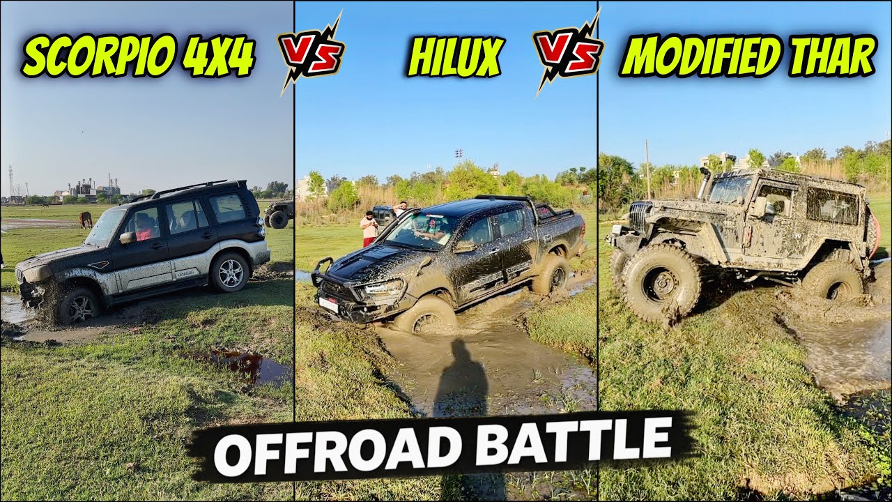 Scorpio 4X4 vs Hilux vs Modified Thar | Kaun Nikla King
