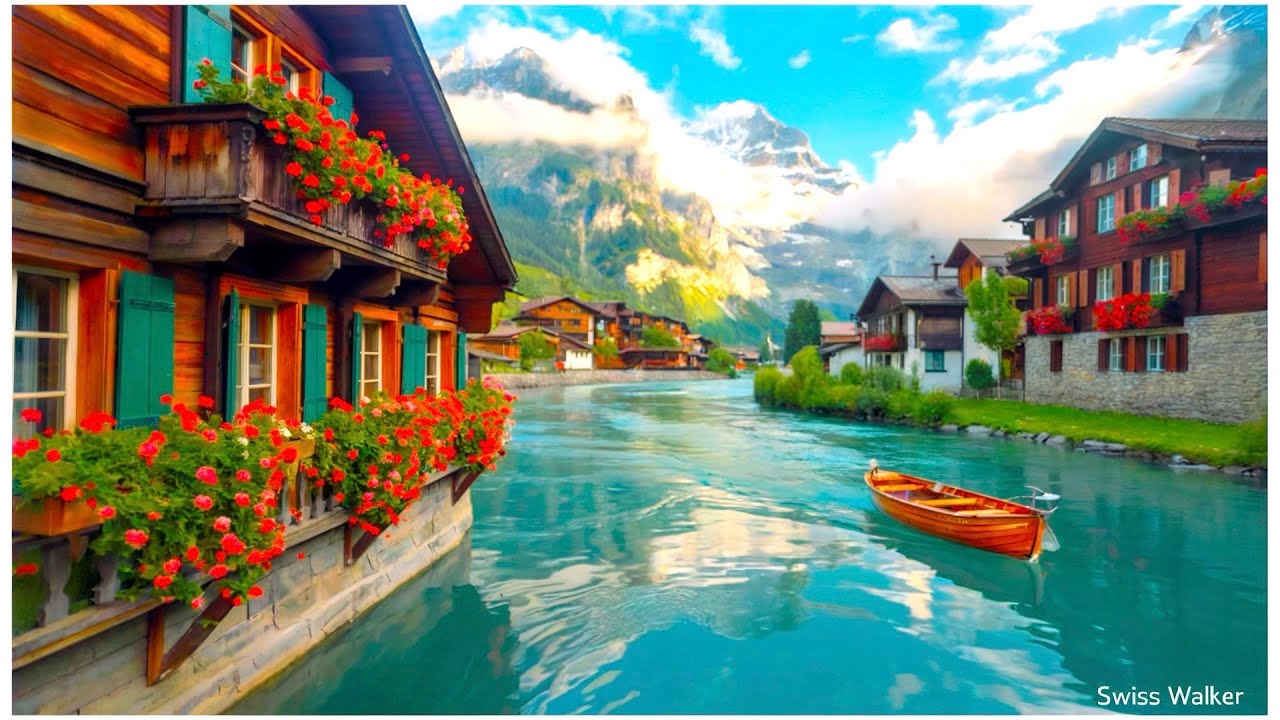 A peaceful walking tour through a picturesque Swiss village, ISELTWALD SWITZERLAND HDR 🇨🇭
