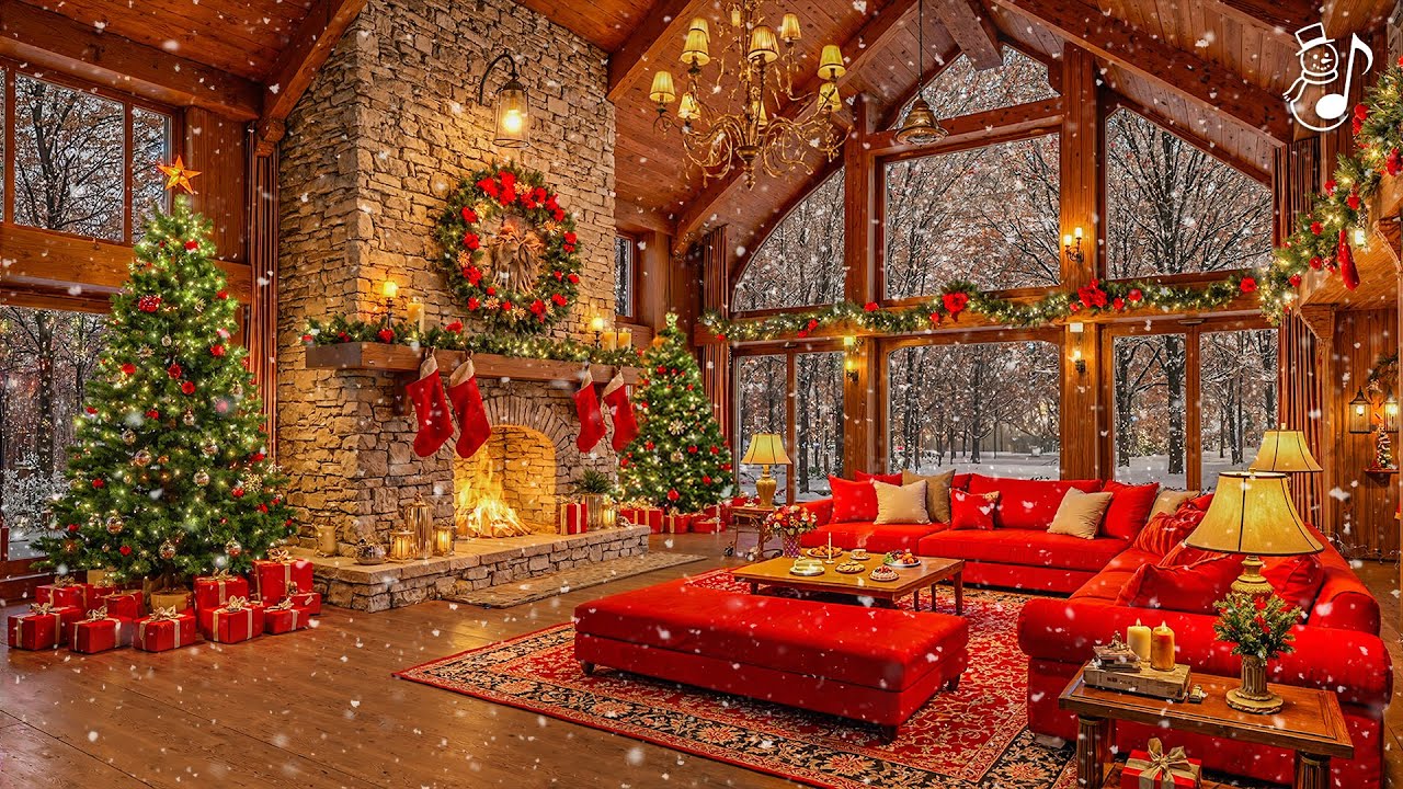 Instrumental Christmas Music With Fireplace 🔥 Relaxing Christmas Music 🎄 Soothing Christmas Ambience