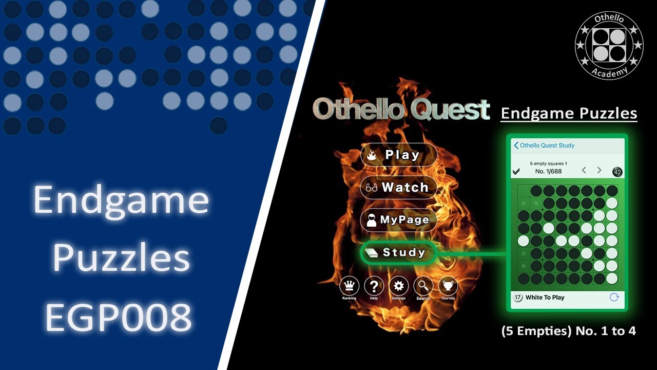 EGP008 - Othello Quest Endgame Puzzles (5 Empties) No. 1 to 4