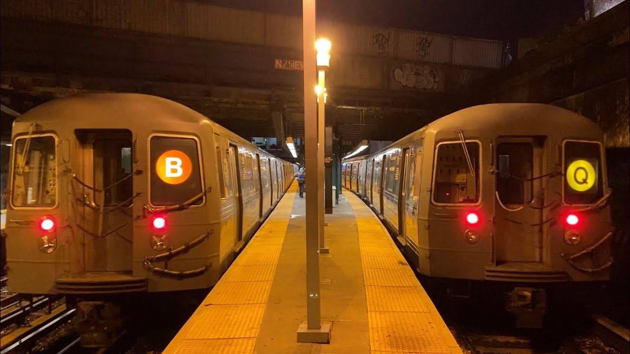 BMT Brighton Line: (B) Exp and (Q) Lcl Trains @ Newkirk Plaza (R46, R68, R68A)