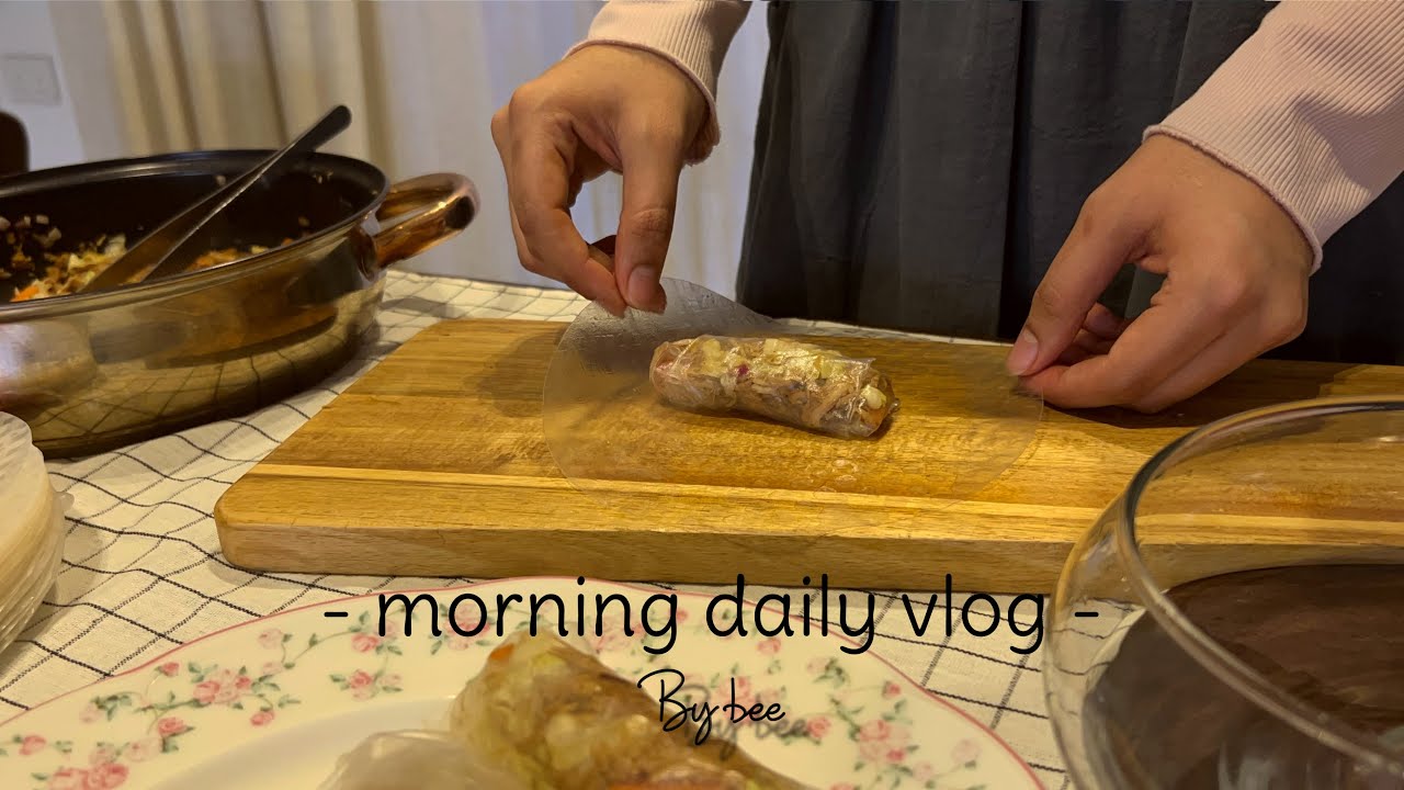 Aesthetic morning routine vlog, dumplings, matcha | فلوق صباحي جميل ، ترتيب، دمبلنقز، ماتشا 🥟💖
