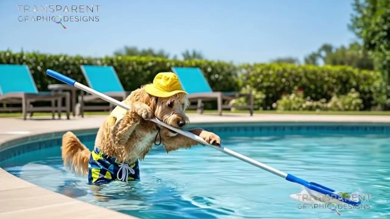 Goldendoodle Pool Cleaning Service Ad - Baha Men “Who Let The Dogs Out” Audio