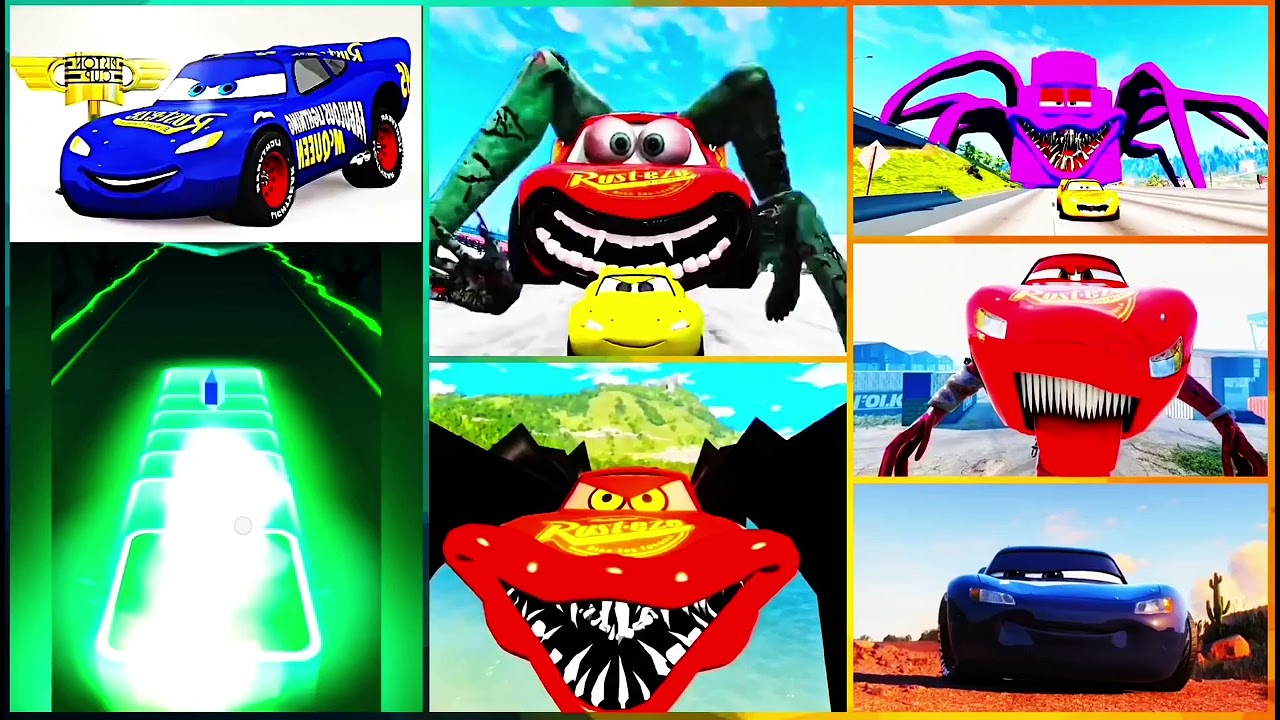 lightning McQueen vs McQueen cars  vs funny cars mix combo gameplay song cover 