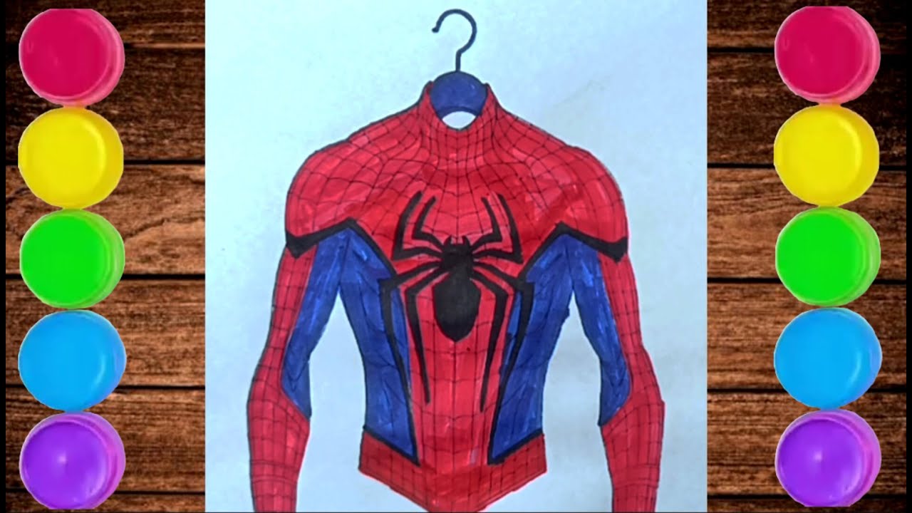 How to Draw and Colour Spiderman Costume